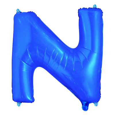 86cm 34 Inch Gaint Alphabet Letter Foil Balloon Royal Blue N Inflated with Helium