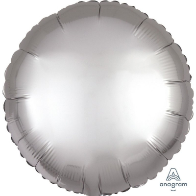 45cm Round Foil Balloon Satin Silver Inflated with Helium