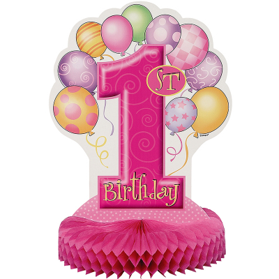 Happy 1st Birthday Pink Centerpieces