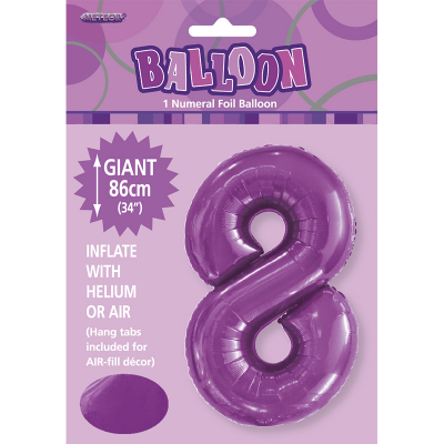 86cm 34 Inch Gaint Number Foil Balloon Purple 8