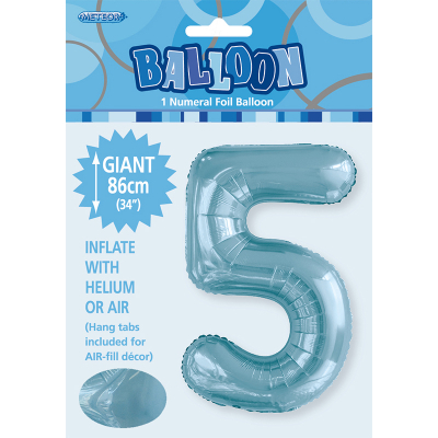 86cm 34 Inch Gaint Number Foil Balloon Pastel Blue 5