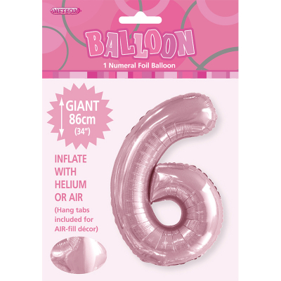 86cm 34 Inch Gaint Number Foil Balloon Pastel Pink 6