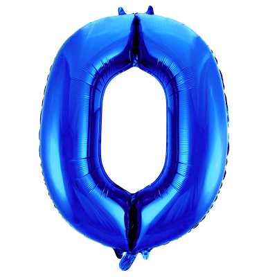 86cm 34 Inch Gaint Number Foil Balloon Royal Blue 0 Inflated with Helium