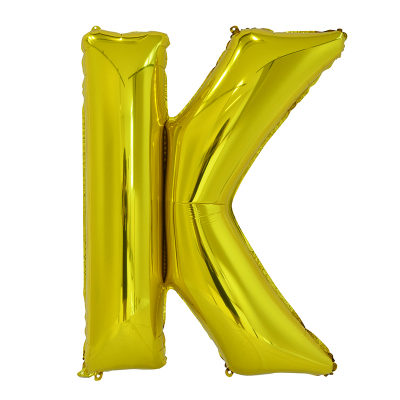 86cm 34 Inch Gaint Alphabet Letter Foil Balloon Gold K Inflated with Helium