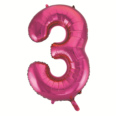 86cm 34 Inch Gaint Numeral Foil Balloon Dark Pink 3