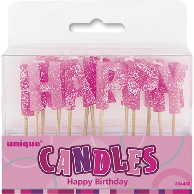 Glitz Birthday Glitter Candle Pink 13PK