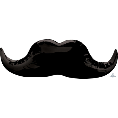 Supershape Black Mustache Foil Balloon Inflated with Helium