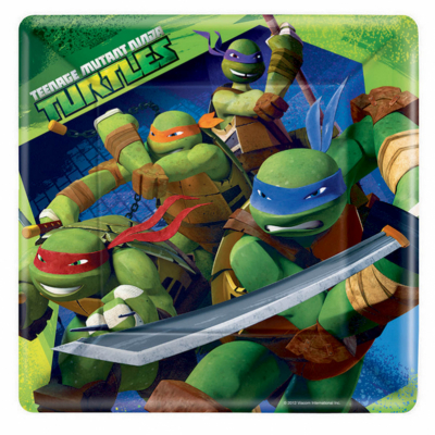 Teenage Mutant Ninja Turtles 23cm Square Plates 8PK