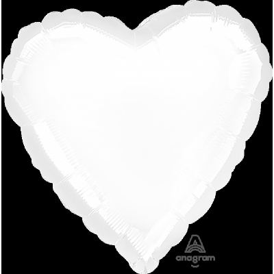 81cm Heart Foil Balloon White Inflated with Helium