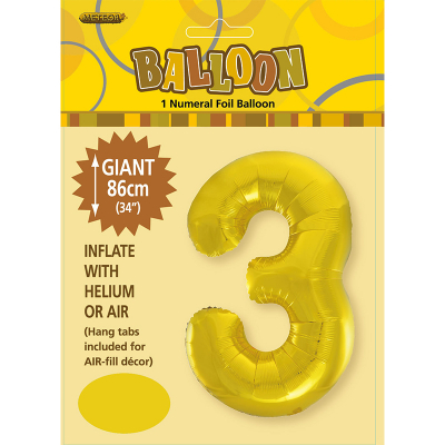 86cm 34 Inch Gaint Numeral Foil Balloon Gold 3