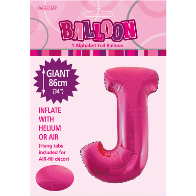 86cm 34 Inch Gaint Alphabet Foil Balloon Dark Pink J