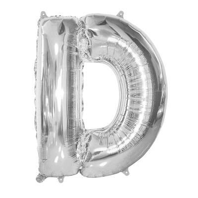 86cm 34 Inch Gaint Alphabet Letter Foil Balloon Silver D Inflated with Helium