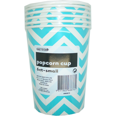 Chevron Popcorn Cups Small Teal 6PK