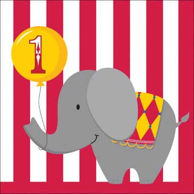 Circus Time 1st Birthday Lunch Napkins 16PK