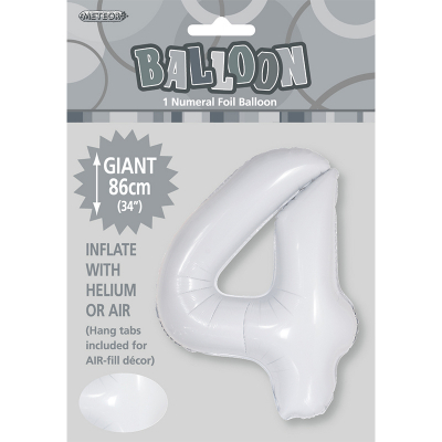 86cm 34 Inch Gaint Number Foil Balloon White 4