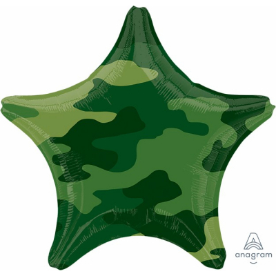 45cm Standard Star Camouflage Foil Balloon Inflated with Helium