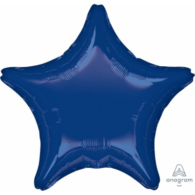 45cm Star Foil Balloon Navy Blue Inflated with Helium