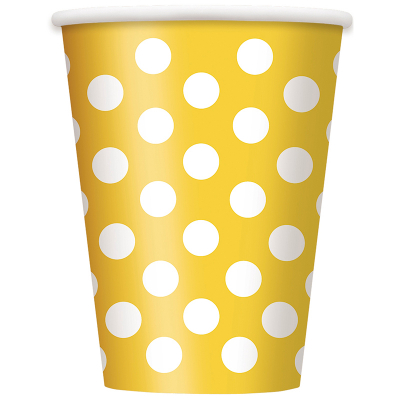 Polka Dots Cups Sunflower Yellow 6PK