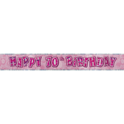 Glitz Birthday Pink Foil Banner 70th