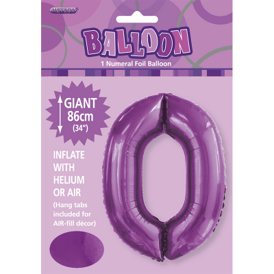 86cm 34 Inch Gaint Number Foil Balloon Purple 0