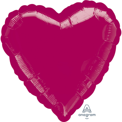 45cm Heart Foil Balloon Burgundy Inflated with Helium