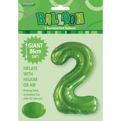 86cm 34 Inch Gaint Number Foil Balloon Lime Green 2