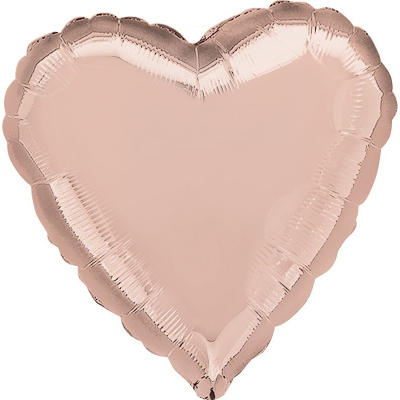45cm Heart Foil Balloon Rose Gold Inflated with Helium