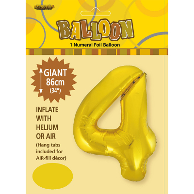 86cm 34 Inch Gaint Numeral Foil Balloon Gold 4