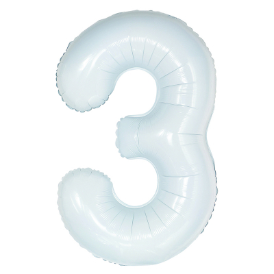 86cm 34 Inch Gaint Number Foil Balloon White 3 Inflated with Helium