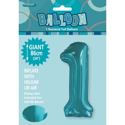 86cm 34 Inch Gaint Number Foil Balloon Teal 1