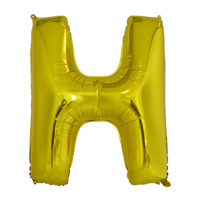 86cm 34 Inch Gaint Alphabet Letter Foil Balloon Gold H Inflated with Helium