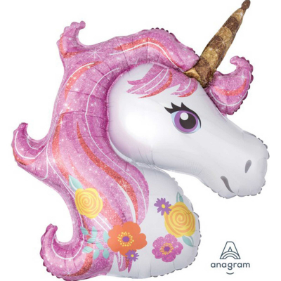 Supershape Magical Unicorn Foil Balloon Inflated with Helium