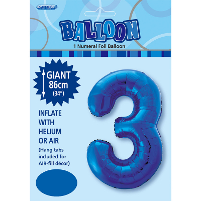 86cm 34 Inch Gaint Numeral Foil Balloon Royal Blue 3
