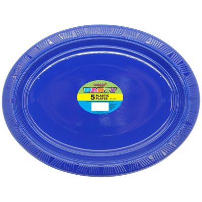 Oval Plastic Plates Navy Blue 5PK