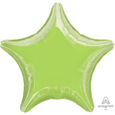 45cm Star Foil Balloon Lime Green Inflated with Helium