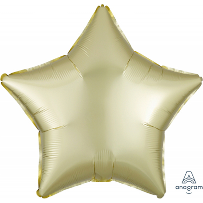 45cm Star Foil Balloon Satin Pastel Yellow Inflated with Helium