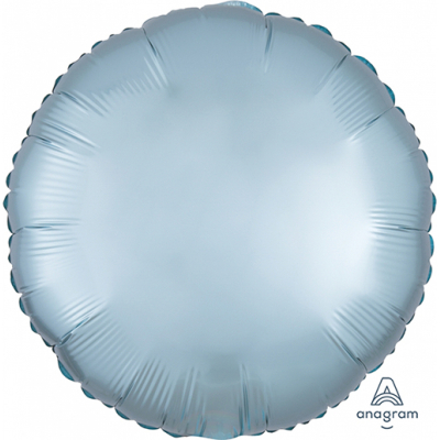 45cm Round Foil Balloon Satin Pastel Blue Inflated with Helium