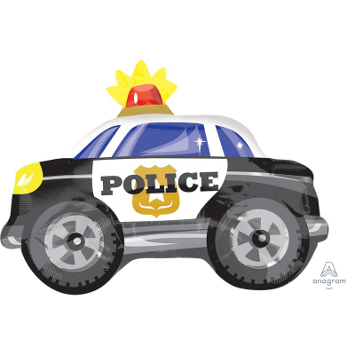 Supershape Police Car Foil Balloon Inflated with Helium