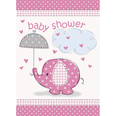 Umbrellaphants Pink Invitations & Envelopes 8PK