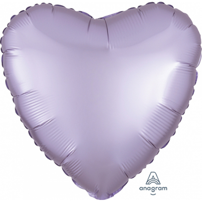 45cm Heart Foil Balloon Satin Pastel Lilac Inflated with Helium