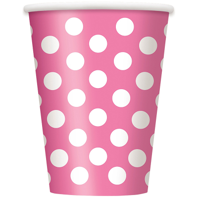 Polka Dots Cups Hot Pink 6PK