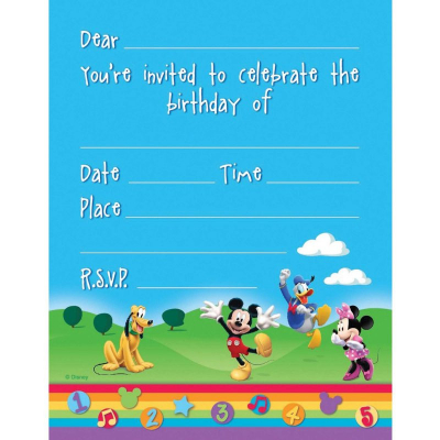 Mickey Mouse Clubhouse Invitations 8PK
