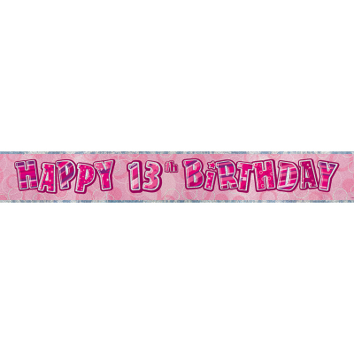 Glitz Birthday Pink Foil Banner 13th
