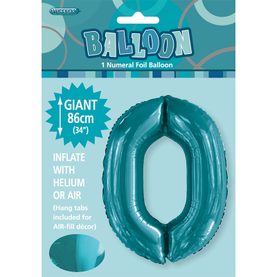 86cm 34 Inch Gaint Number Foil Balloon Teal 0