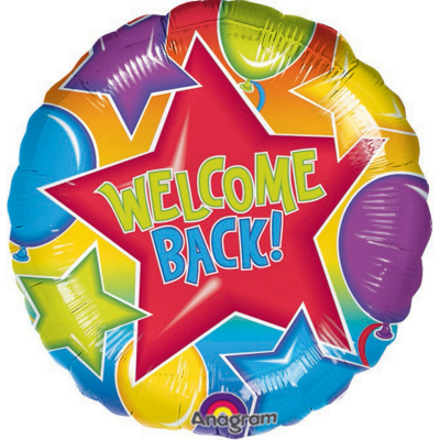 45cm Standard Festive Welcome Back Foil Balloon Inflated with Helium