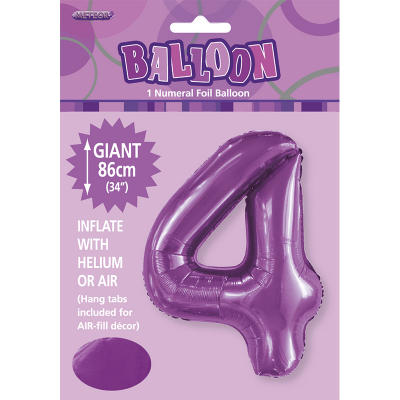 86cm 34 Inch Gaint Number Foil Balloon Purple 4