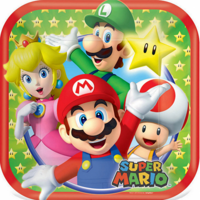 Super Mario Brothers 17cm Square Plates 8PK