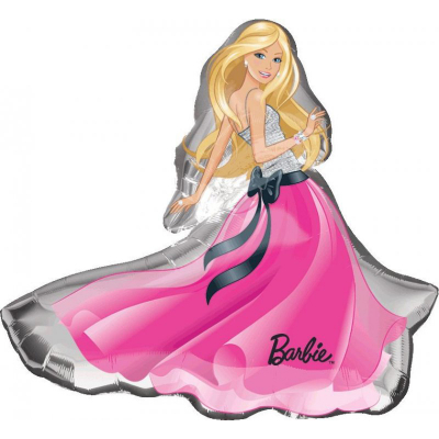 Supershape Barbie Glamour Dress Foil Balloon Inflated with Helium