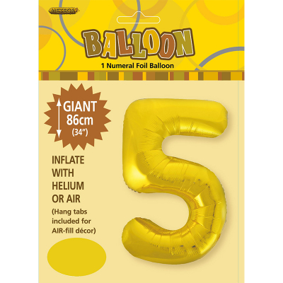 86cm 34 Inch Gaint Numeral Foil Balloon Gold 5