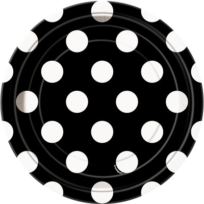 Polka Dots 17cm Plates Midnight Black 8PK
